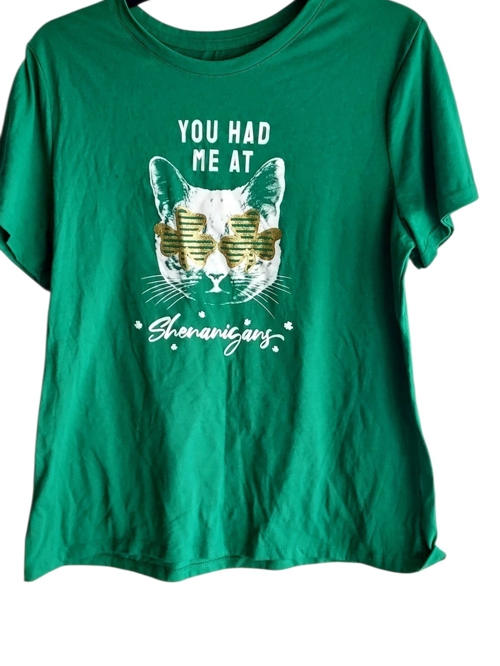 Green Graphic Tee "You Had Me At Shenanigans"